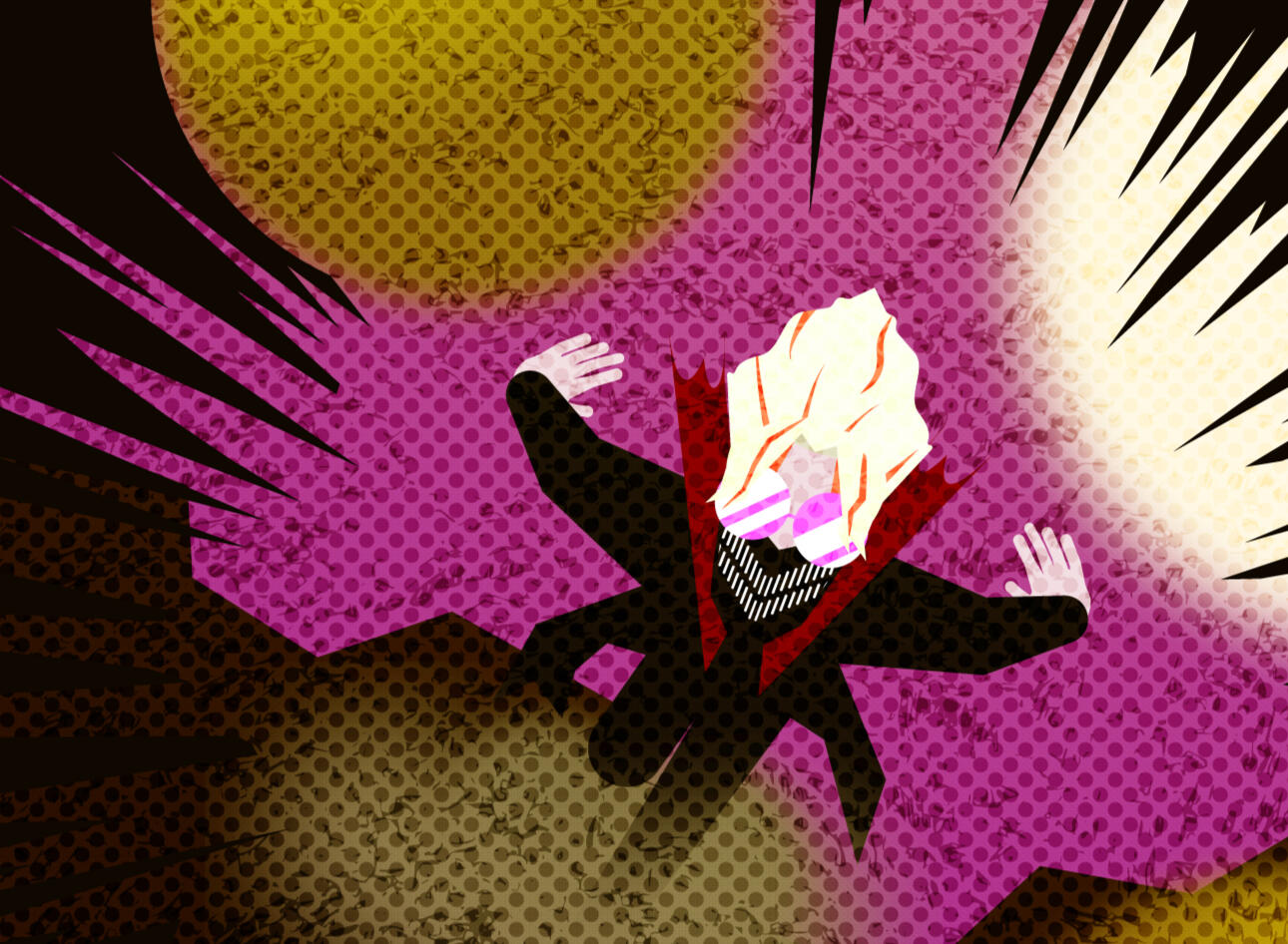 okarun from dandadan, illustrated by psinesthesia